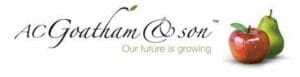 AC Goatham & Son our future is growing logo with apples on white background