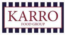 Karro Food Group Logo with blue striped background