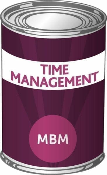 Purple can with Time Management on label for MBM training Product 