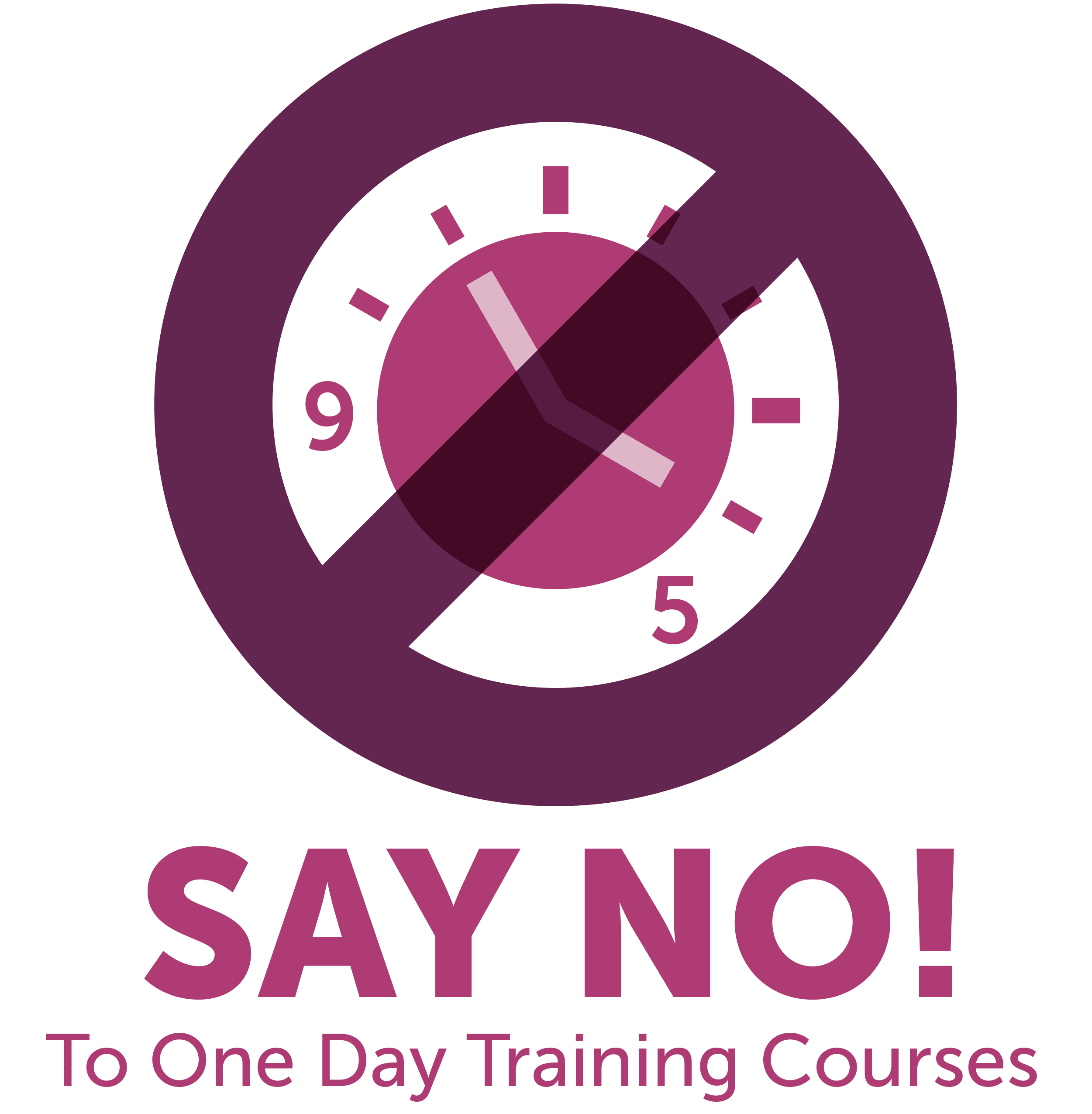 Purple clock with a cross through it Say No To One Day Training Courses