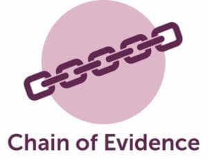 Purple chain of evidence icon