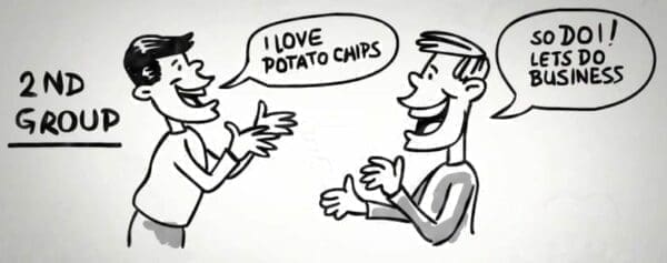 Cartoon common ground Cartoon of two men negotiating to find common grounds