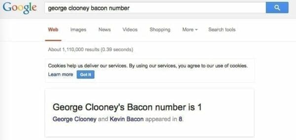 Google Search of george clooney bacon number