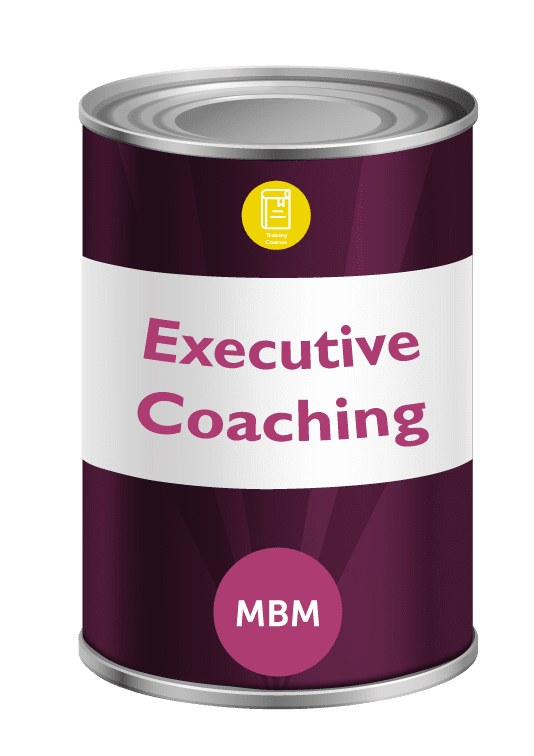 Purple can with Executive Coaching on the label and MBM logo