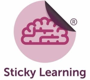 Icon of a purple brain on a pink sticker