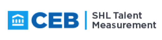 Blue CEB SHL talent measurement logo on white background