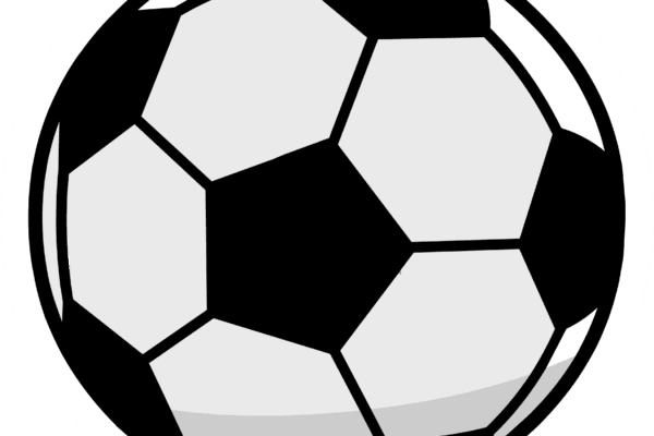 Black and white cartoon graphic of a football
