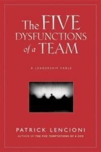 Book cover The Five Dysfunctions of a Team by Patrick Lencioni self-hep books for trainers