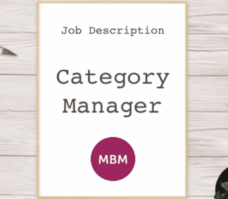 Poster with Job Description Category Manager and purple MBM logo at the bottom
