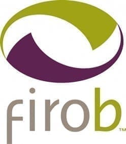 Firob logo with purple and green circular graphic on white background