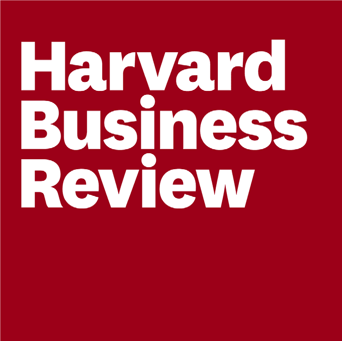 Red background with Harvard Business Review written on in white
