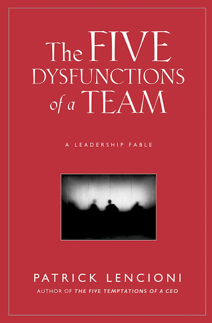 Red book cover of 5 Dysfunctions of a Team by Patrick Lencioni