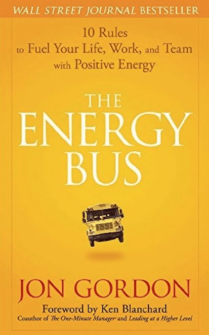 Yellow book cover of The Energy Bus by Jon Gordon