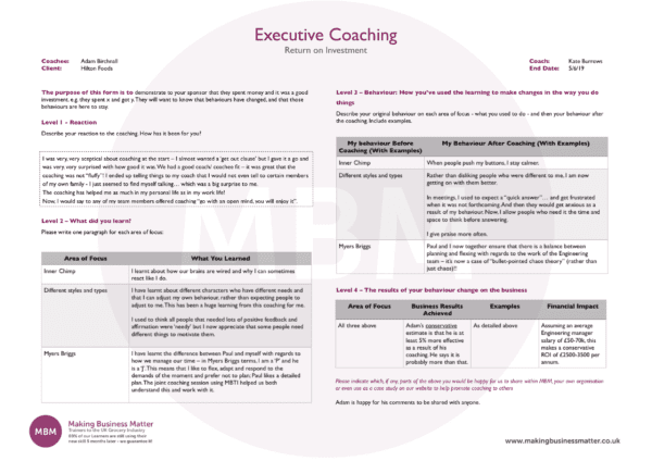 Executive Coaching ROI Case studies from MBM