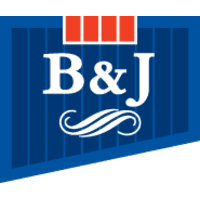 Blue B&J logo on white background