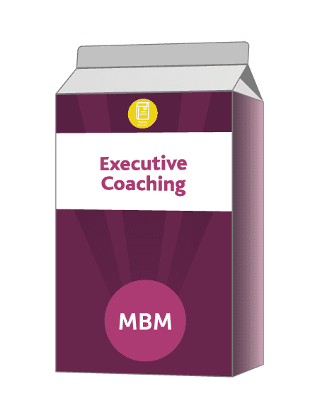 Purple carton with Executive Coaching on the label and MBM logo