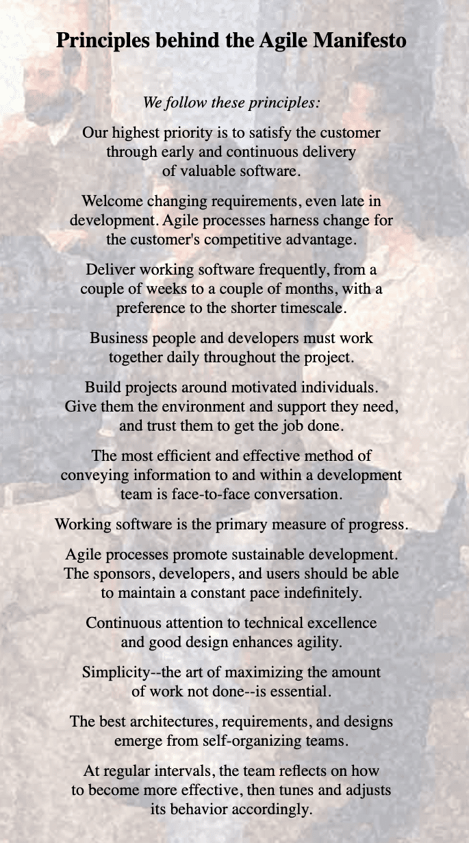 Principles behind the Agile Manifesto The 12 Principles of Agile Manifesto