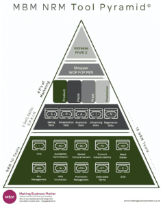 Pyramid hierarchy showing the different parts to show net revenue