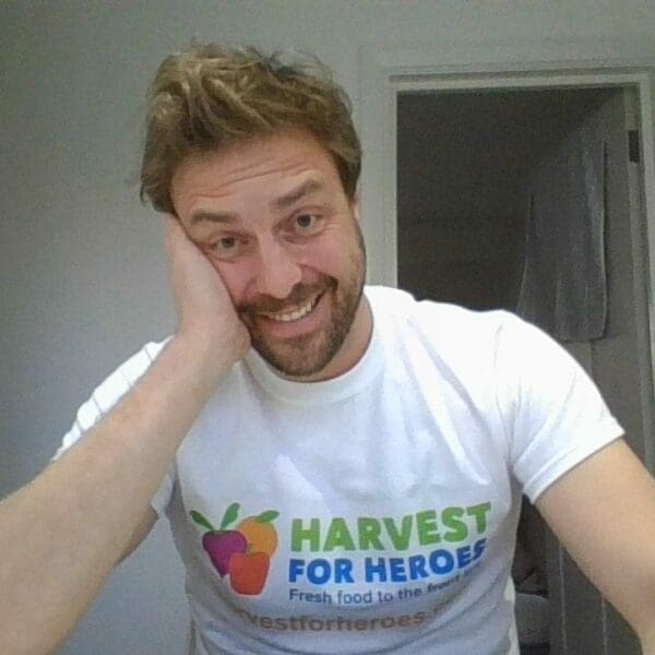 Oliver Bailey Oliver Bailey with a Harvest for Heroes t-shirt on