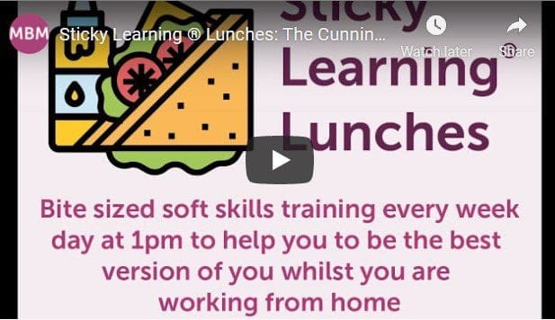 Links to YouTube video The Cunning 4 Stage Sales Plan by Geoff Burch Part #2 of Sticky Learning Lunches