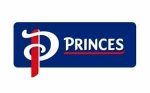 Princes logo written in white on blue background