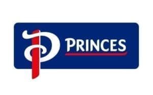 Princes logo written in white on blue background