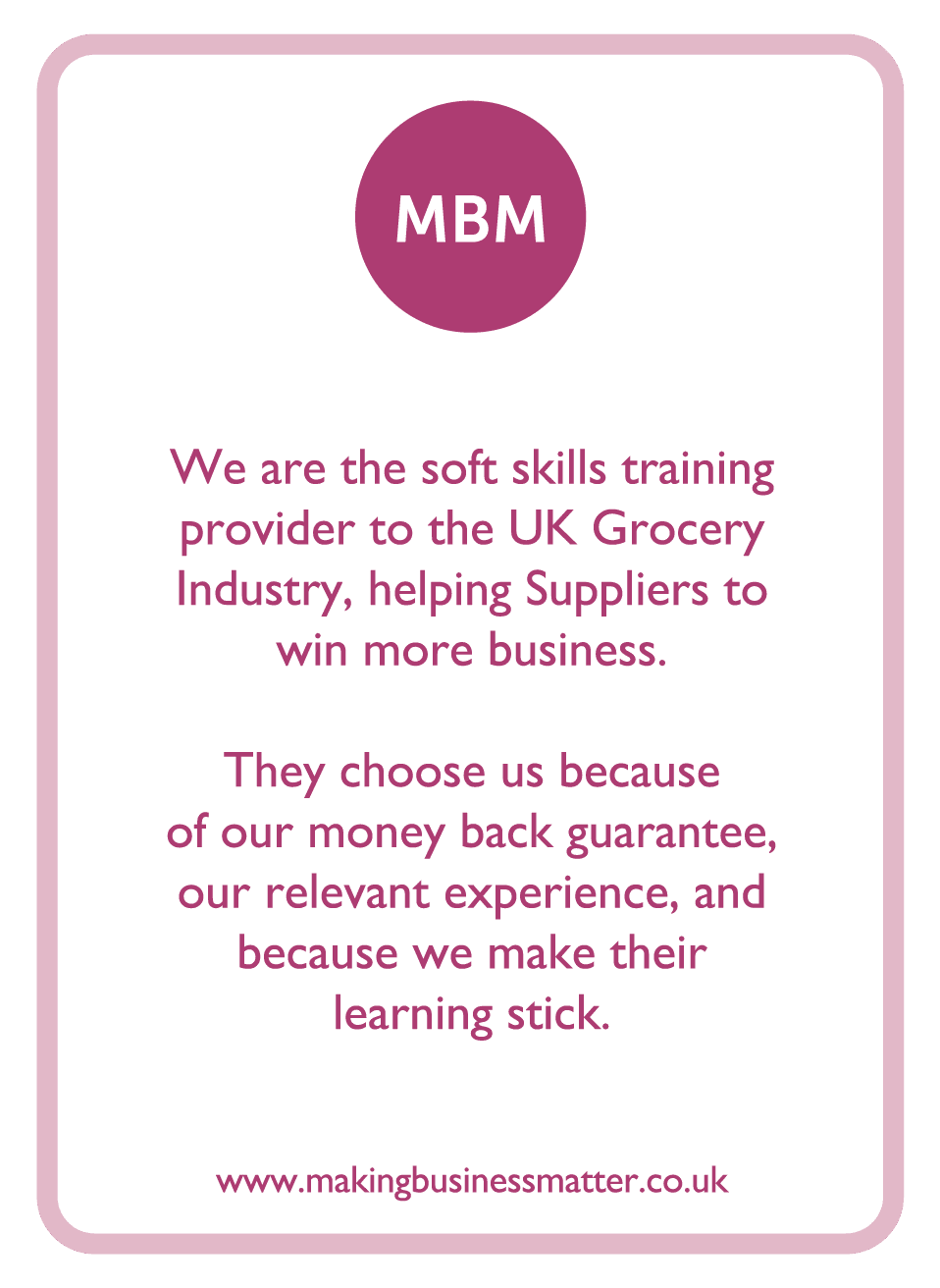Category management coaching card titled MBM