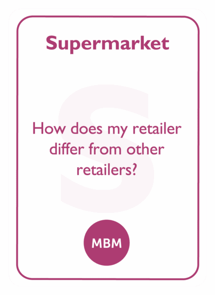 Negotiation coaching card titled Supermarket