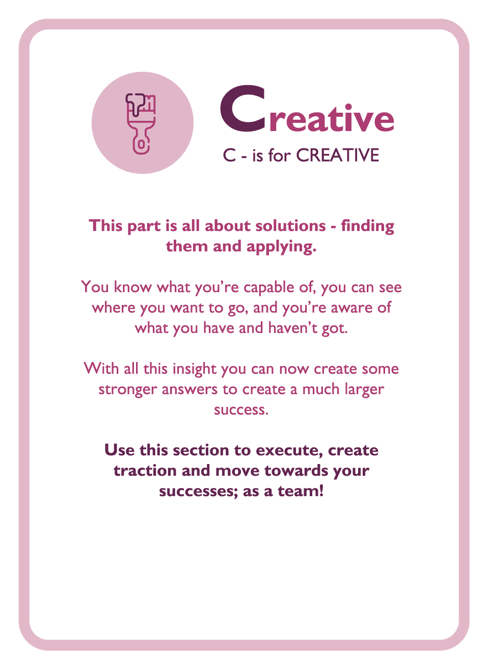 Coaching card titled Creative