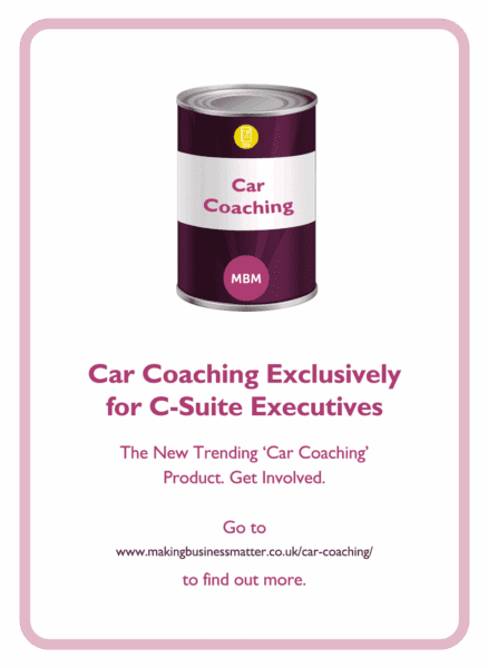 C-Suite coaching card with Car Coaching tin
