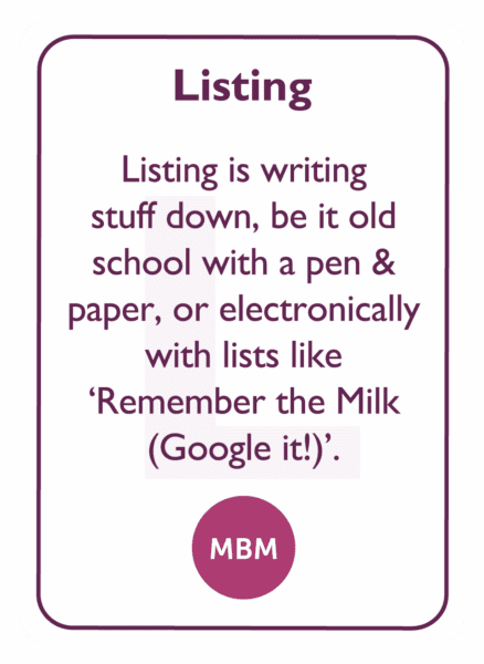 Coaching card titled Listing