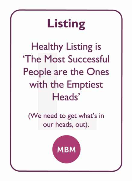Coaching card titled Listing