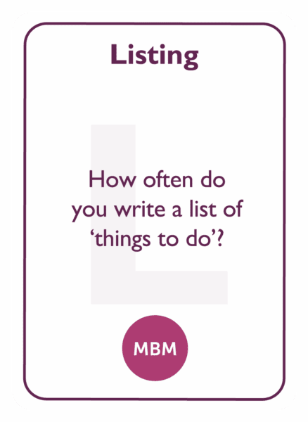 Coaching card titled listing