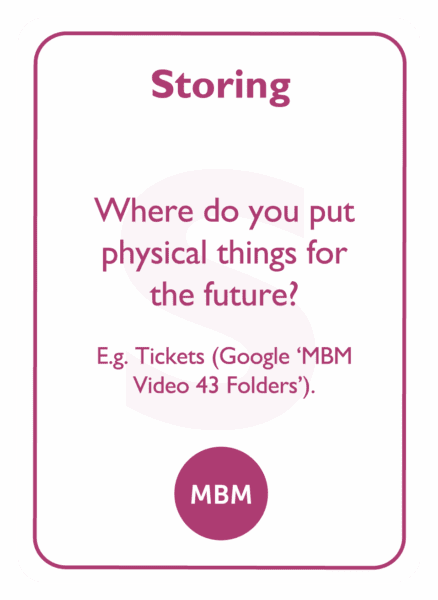 Coaching card titled Storing