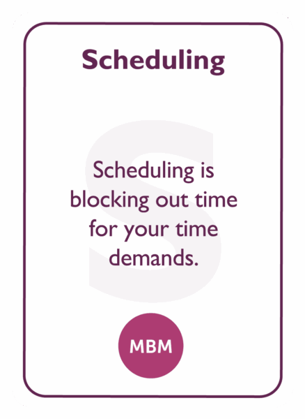 Coaching card titled Scheduling