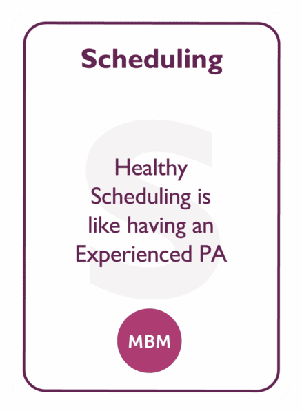Coaching card titled Scheduling
