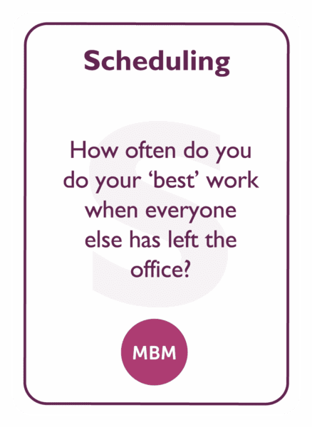 Coaching card titled Scheduling
