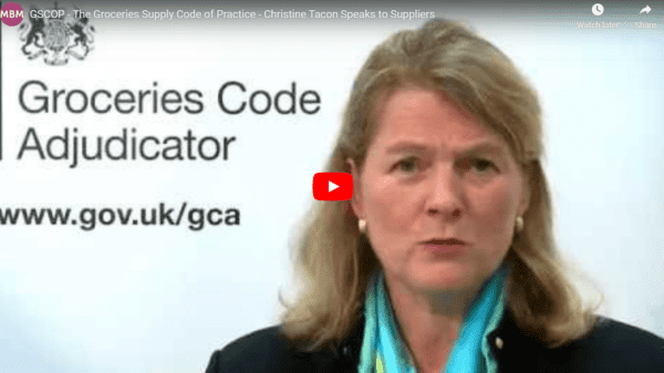 Links to YouTube video Groceries Code Adjudicator with Christine Tacon