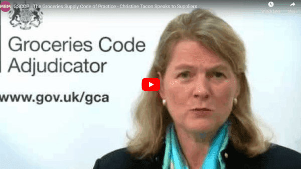 Groceries Code Adjudicator with Christine Tacon Links to YouTube video Groceries Code Adjudicator with Christine Tacon