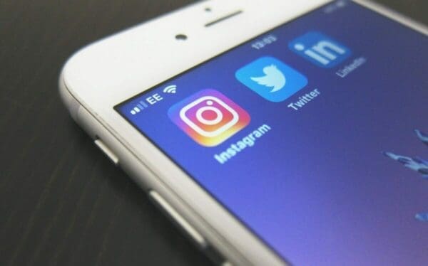 iPhone home screen An iPhone Home Screen with Instagram, Twitter, and LinkedIn apps visible