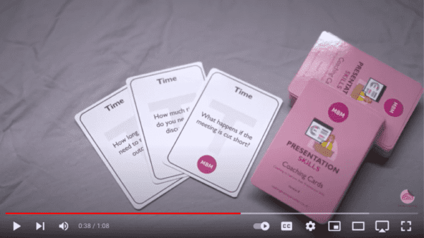 Screenshot of MBM video on Presentation Skills coaching cards