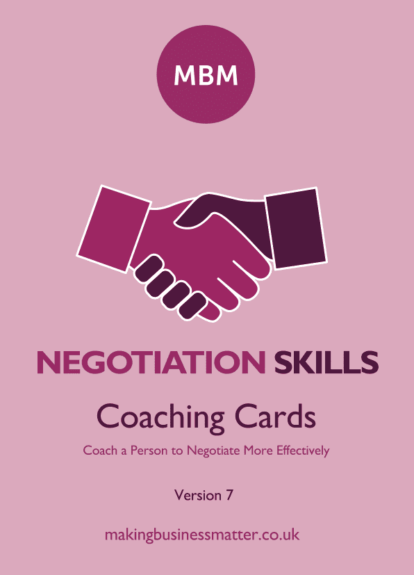 Front cover of negotiation sills coaching card