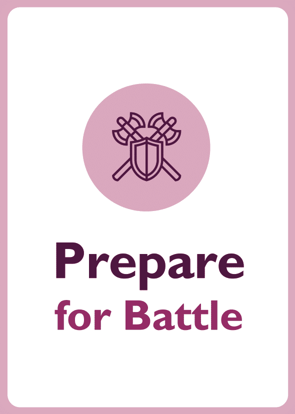 Negotiation skills coaching card titled Prepare for battle