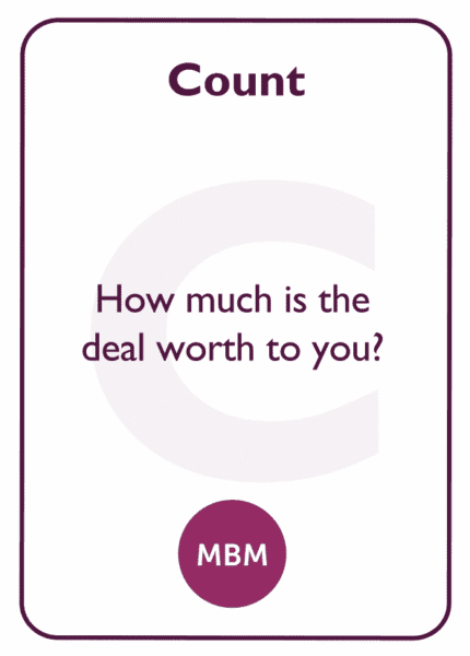 Negotiation skills coaching card titled Count