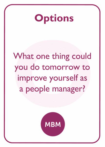 New Manager coaching card titled Options