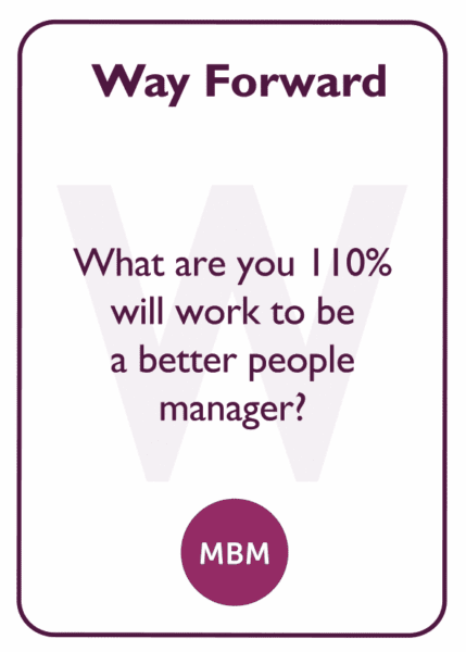 New Manager coaching card titled Way Forward