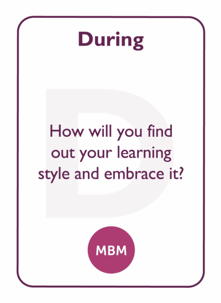 Learning to Learn coaching card titled During