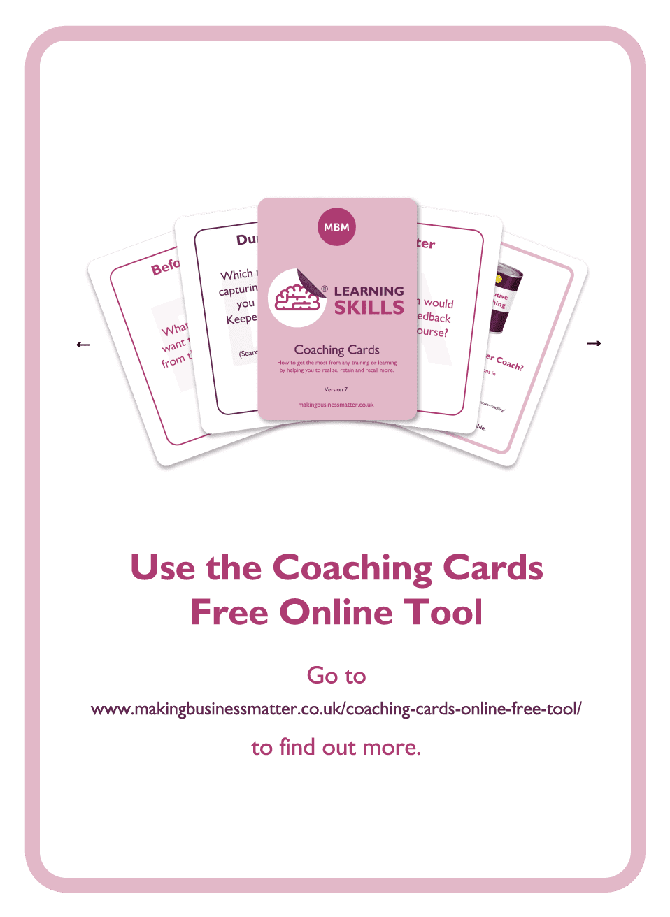 Learning to Learn coaching card titled Free Online Tool