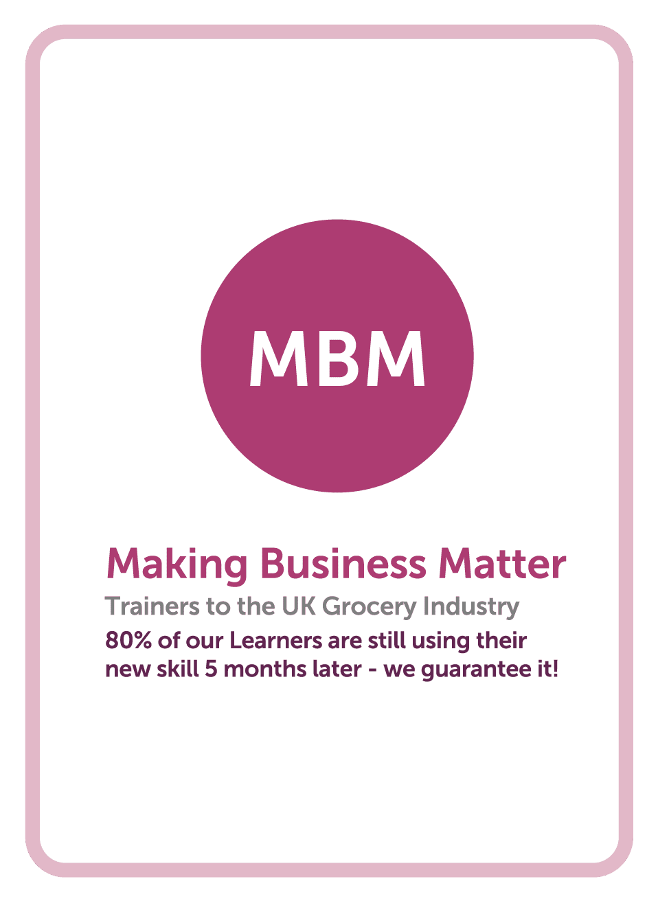 Coaching card with MBM logo in the centre