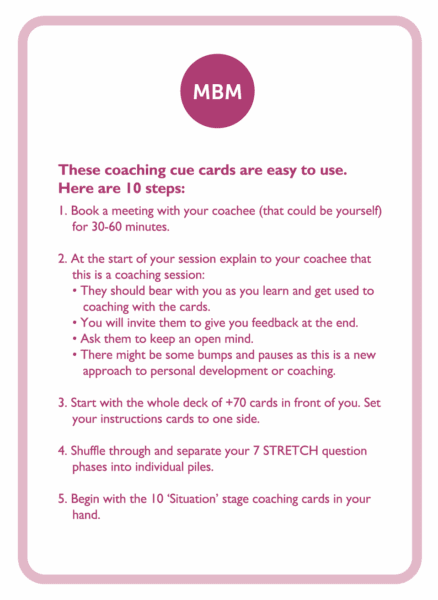 Coaching card titled 10 steps